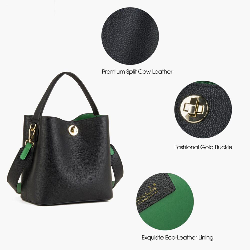 7828 Leather Bucket Tote Bag , Small Crossbody Bag and Trendy Shoulder Bag - Picture 4 of 5